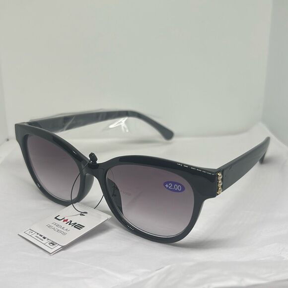 U-ME Women’s Cat Eye Reading Sunglasses +2.00 with UV Protection – Pearl Accent - Picture 1 of 3